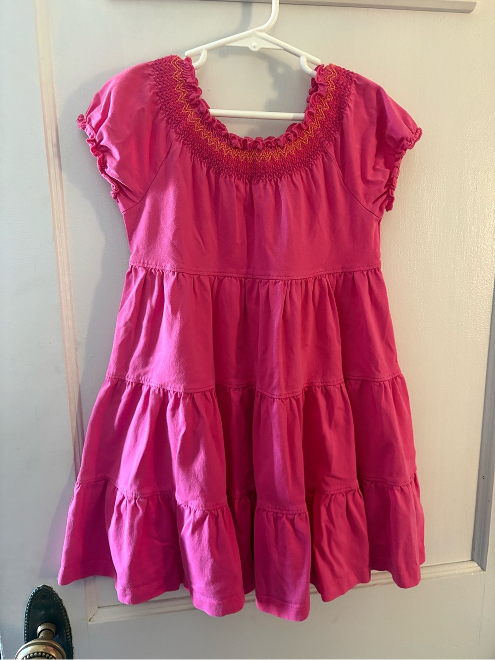 Hanna Andersson Bright Pink Tiered Smocked Dress